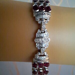 27K Pigeon Blood Red Burma Ruby Heat Treat w Diamond Bracelet 14K VTG  RARE